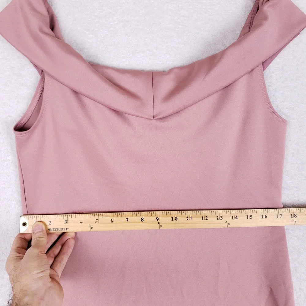 Charlotte Russe‎ Bodycon Dress Womens 1X Off Shoulder Cowl Neck Pink Clubwear